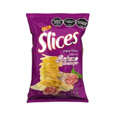 SLICES PAPAS FRITAS SALAME DE CAMPO X 65 GR.