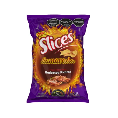 SLICES PAPAS FRITAS PICANTE BARBACOA  X 65 GR.
