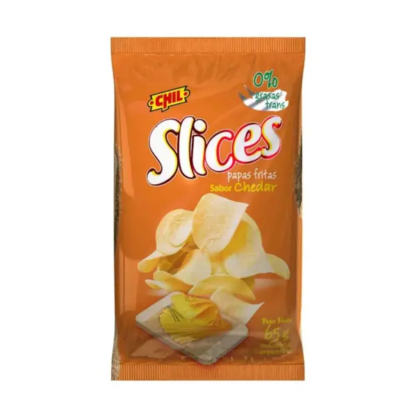 SLICES PAPAS FRITAS CHEDAR X 65 GR.