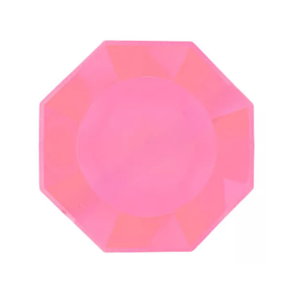 PLATO OCTOGONAL 17 CM ROSA  X 10 UN