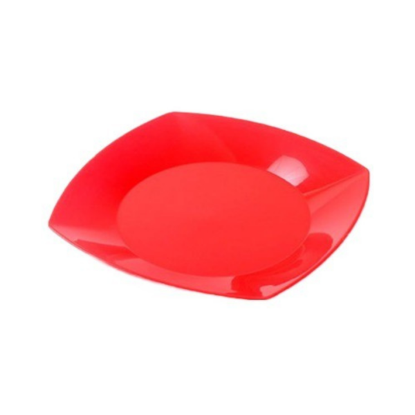 PLATO CUADRADO 17 CM ROJO  X 10 UN
