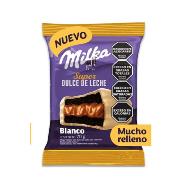 ALFAJOR MILKA **SUPER DULCE DE LECHE** BLANCO