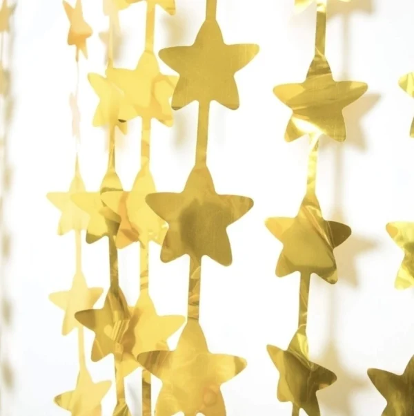 CORTINA METALIZADA ESTRELLAS DORADA