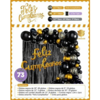 SET 73 PIEZAS CORTINAS/GLOBOS NEGRO