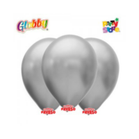 GLOBO METALIZADO  (12  X 25 UN ) PLATA